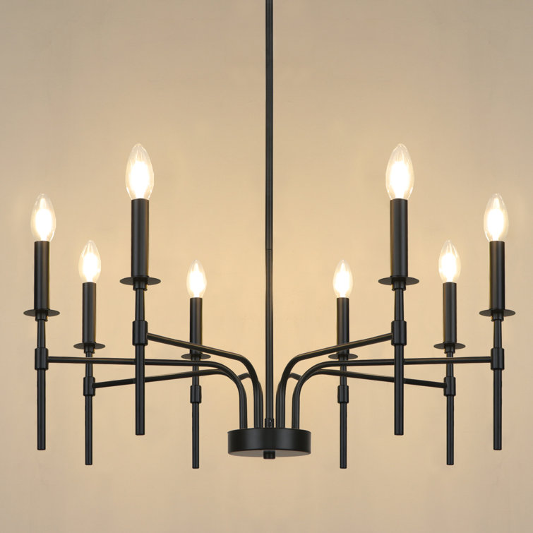 Black Metal 8-Light Candle Style Chandelier