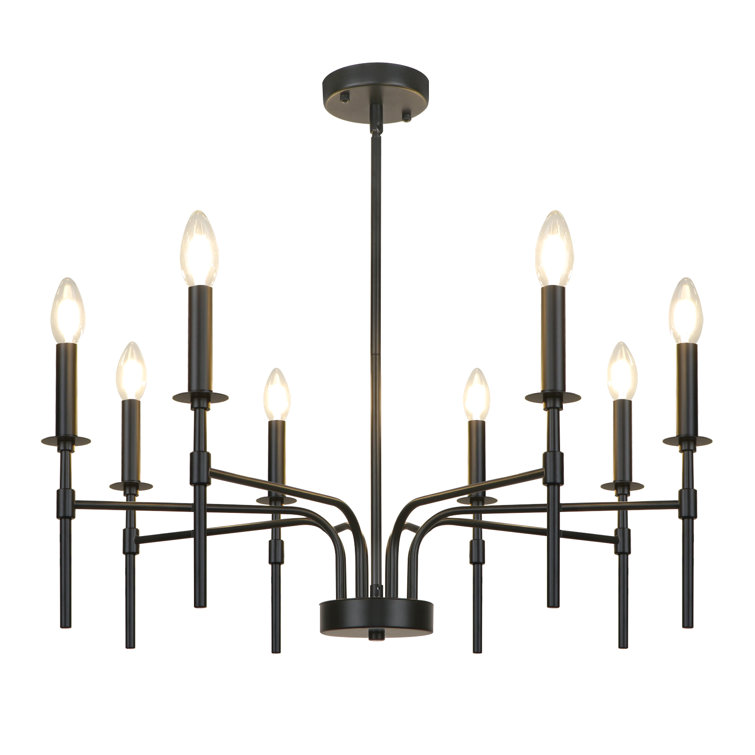 Black Metal 8-Light Candle Style Chandelier