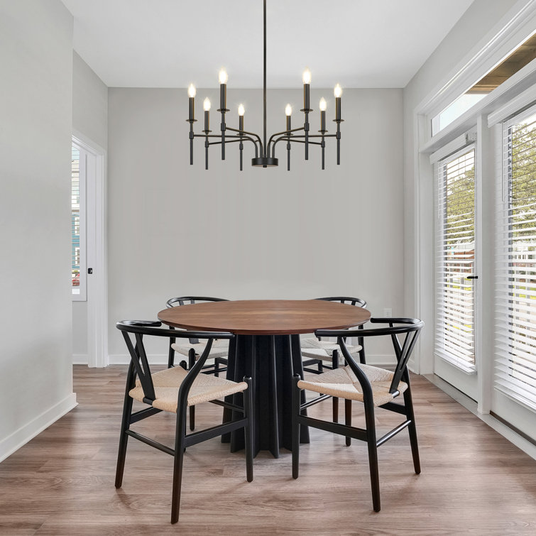 Black Metal 8-Light Candle Style Chandelier