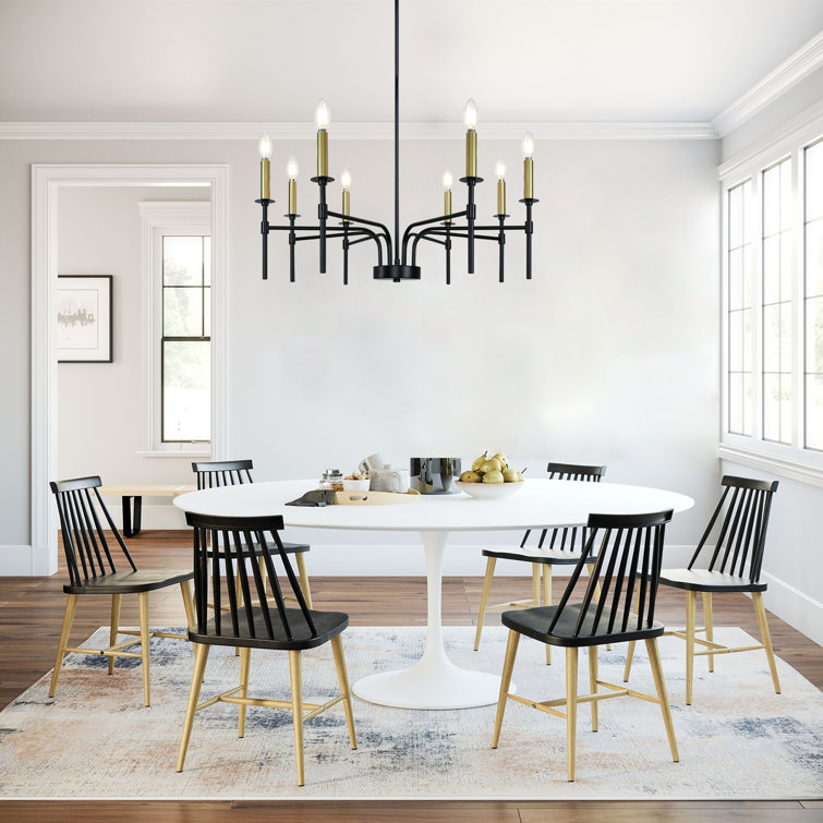 Black Metal 8-Light Candle Style Chandelier
