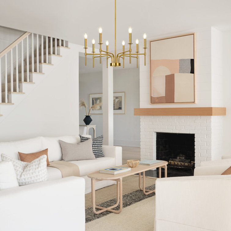 Gold Metal 8-Light Candle Style Chandelier