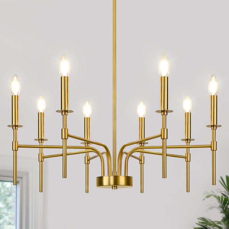 Gold Metal 8-Light Candle Style Chandelier