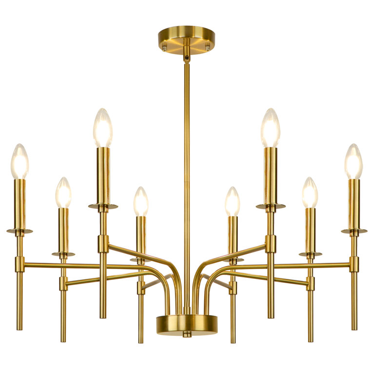 Gold Metal 8-Light Candle Style Chandelier