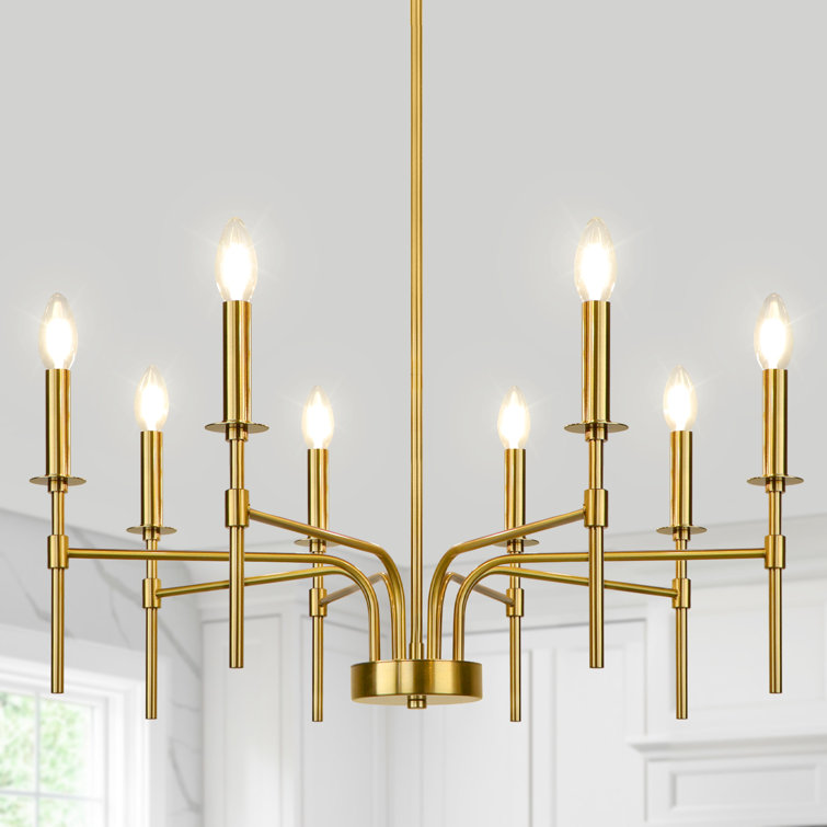 Gold Metal 8-Light Candle Style Chandelier