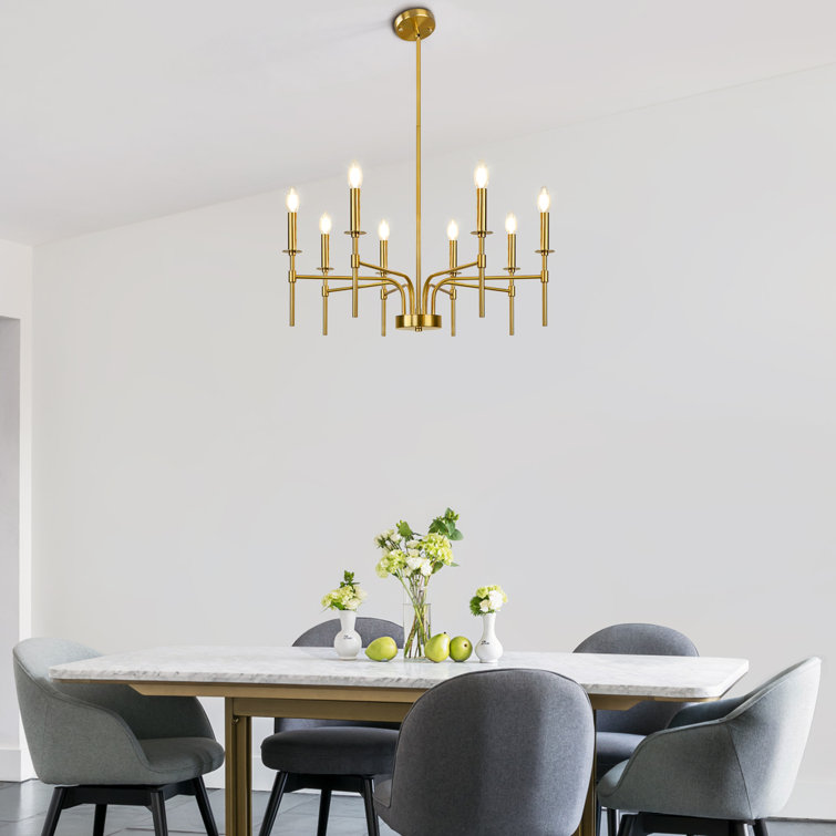 Gold Metal 8-Light Candle Style Chandelier