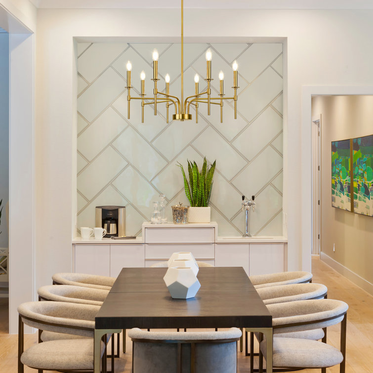 Gold Metal 8-Light Candle Style Chandelier