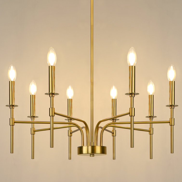 Gold Metal 8-Light Candle Style Chandelier