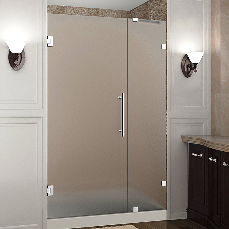 Nautis 38" x 72" Frameless Frosted Glass Hinged Shower Door in Chrome