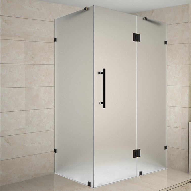 Avalux 72" Frameless Hinged Shower Enclosure with Frosted Glass and Chrome Hardware