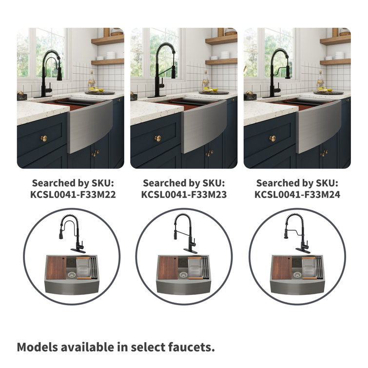 33'' Stainless Steel Farmhouse Kitchen Sink with Matte Black Faucet