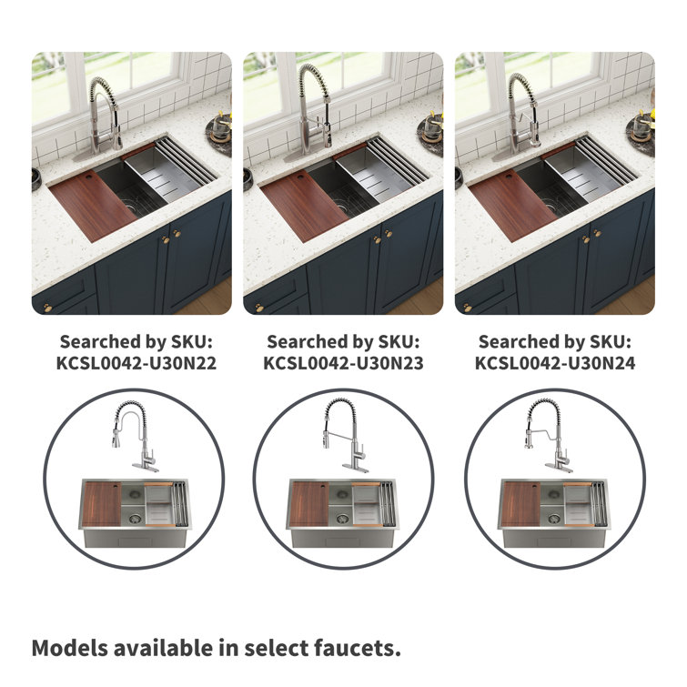 30" Stainless Steel Single Bowl Undermount Kitchen Sink with Faucet