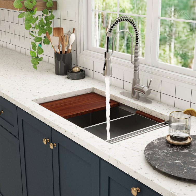 30" Stainless Steel Single Bowl Undermount Kitchen Sink with Faucet