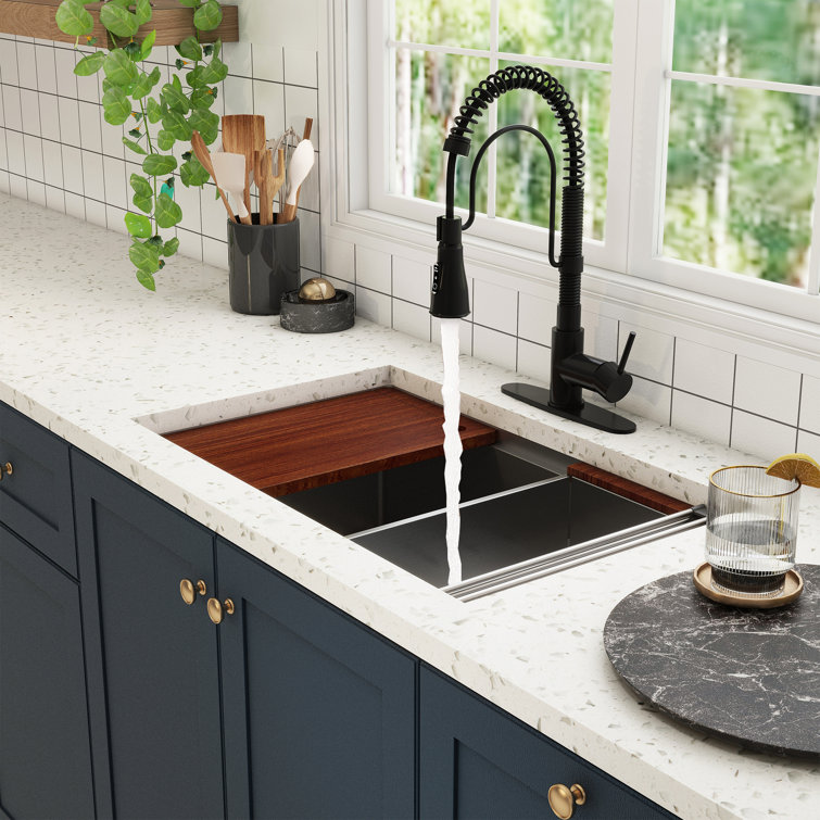 30" Matte Black Stainless Steel Undermount Kitchen Sink with Faucet