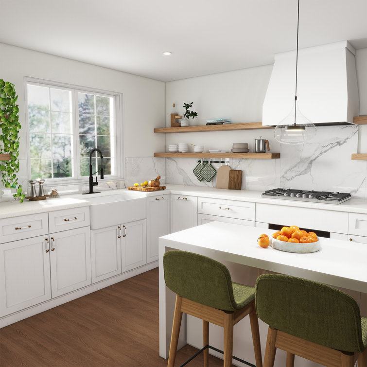 White Fireclay Farmhouse Kitchen Sink with Matte Black Faucet