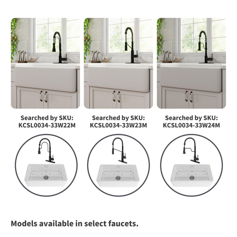 White Fireclay Single Bowl Farmhouse Kitchen Sink with Matte Black Faucet