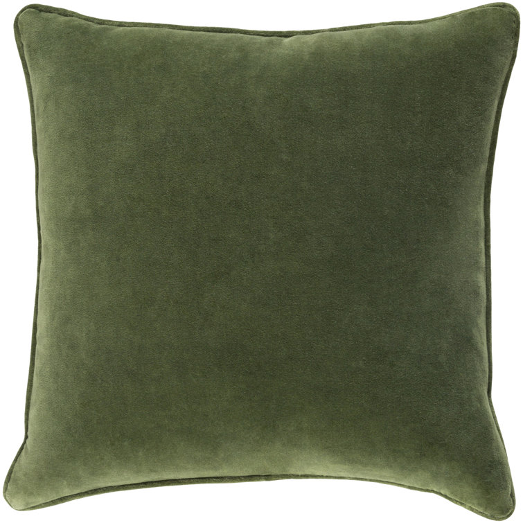 Safflower Green Cotton Square Throw Pillow Set