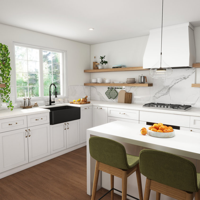 Matte Black Fireclay Single Bowl Farmhouse Sink with Faucet