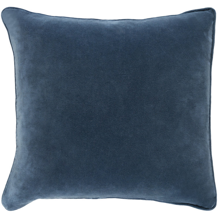 Slate Blue Cotton Square Throw Pillow with Down Fill