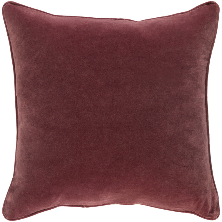 Burgundy Cotton 18" Square Embroidered Throw Pillow