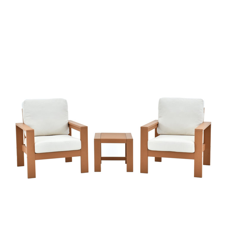 Madrid 5-Person Outdoor Seating Group with White Cushions and Wooden Frame