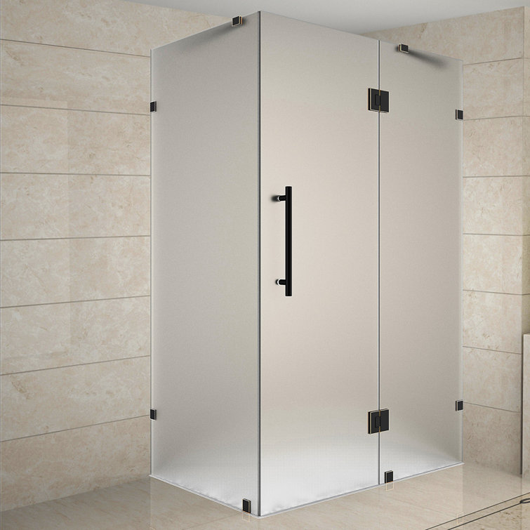 Avalux Frosted Glass Frameless Hinged Shower Enclosure with Stainless Steel Hardware