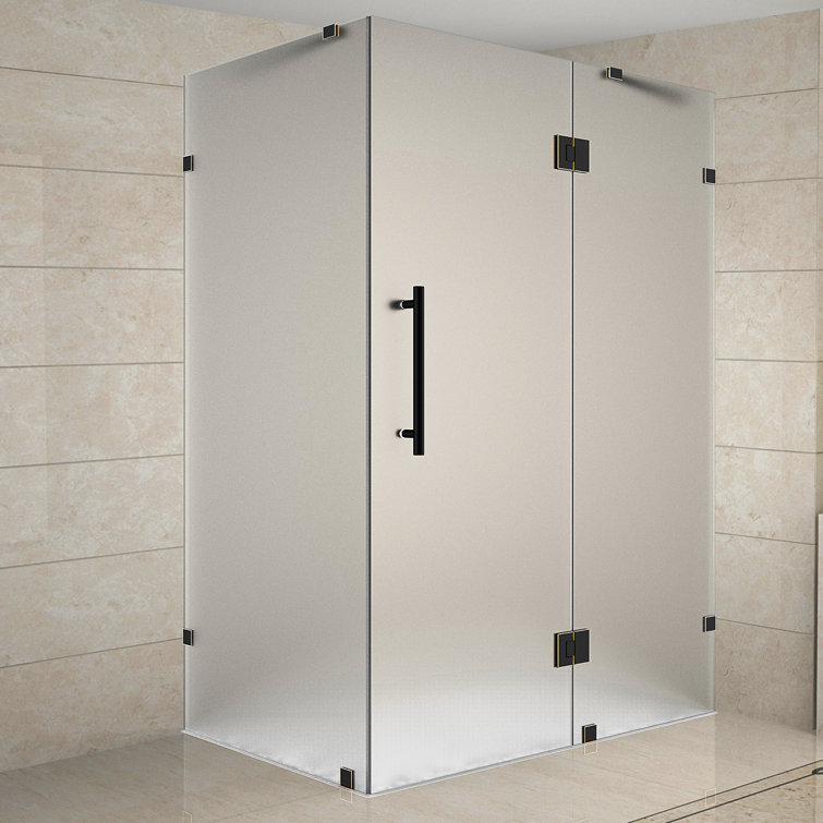 Avalux 72" Frosted Glass Frameless Hinged Shower Enclosure with Chrome Finish