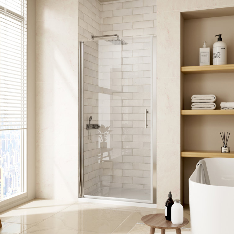28'' W x 72'' H Frameless Clear Glass Pivot Shower Door in Chrome