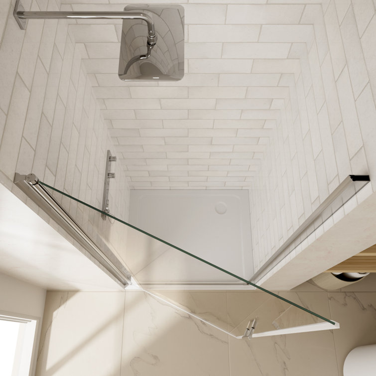 28'' W x 72'' H Frameless Clear Glass Pivot Shower Door in Chrome