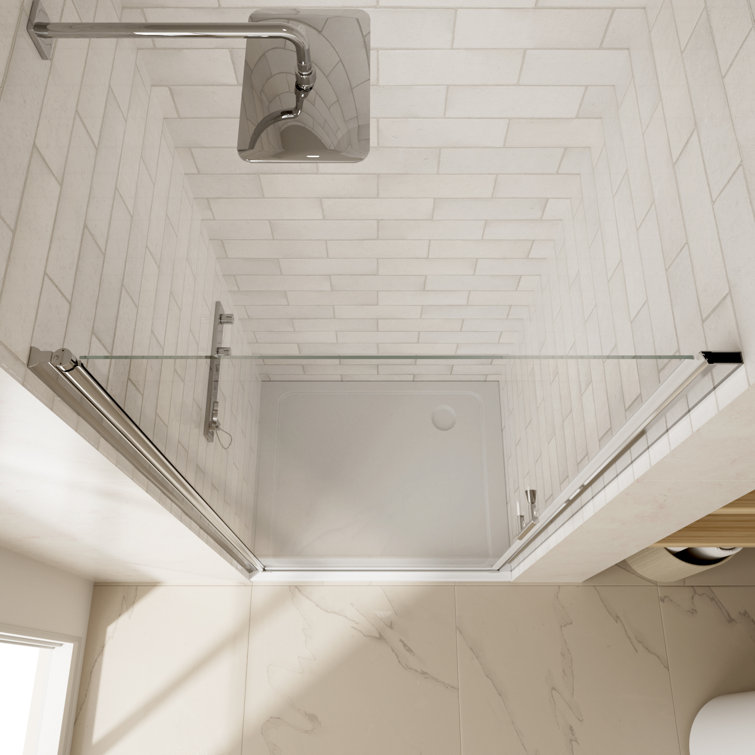 28'' W x 72'' H Frameless Clear Glass Pivot Shower Door in Chrome