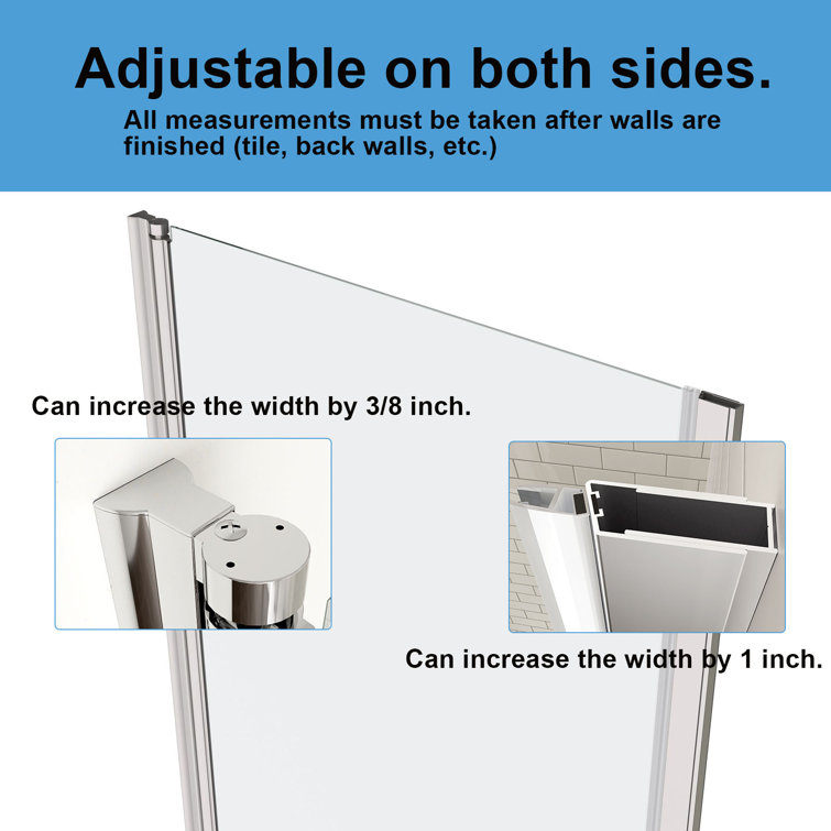 28'' W x 72'' H Frameless Clear Glass Pivot Shower Door in Chrome