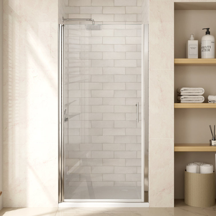28'' W x 72'' H Frameless Clear Glass Pivot Shower Door in Chrome