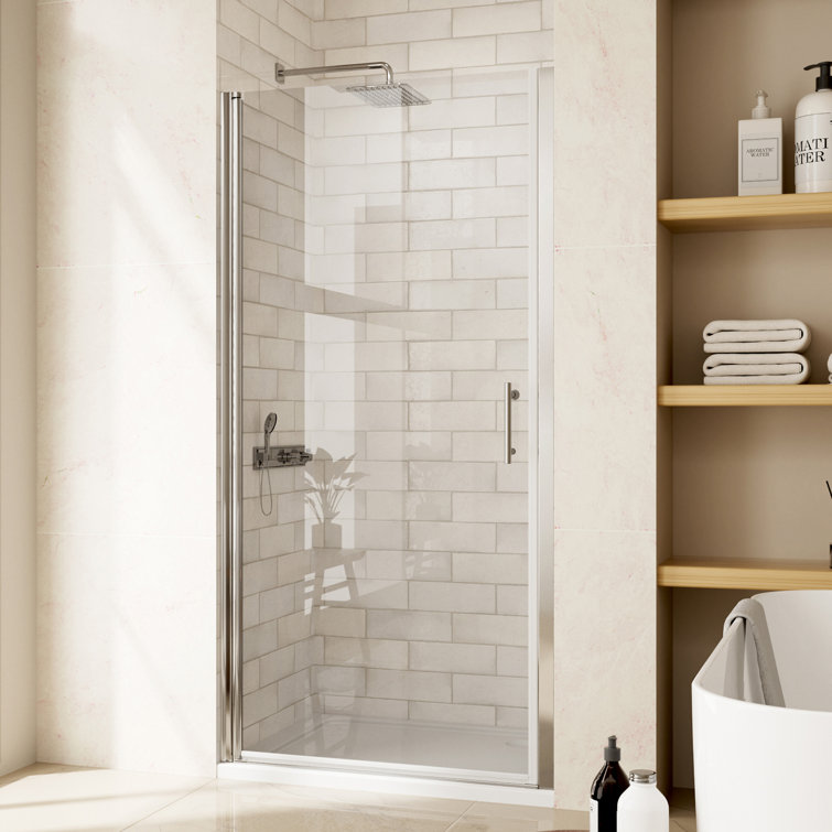 28'' W x 72'' H Frameless Clear Glass Pivot Shower Door in Chrome
