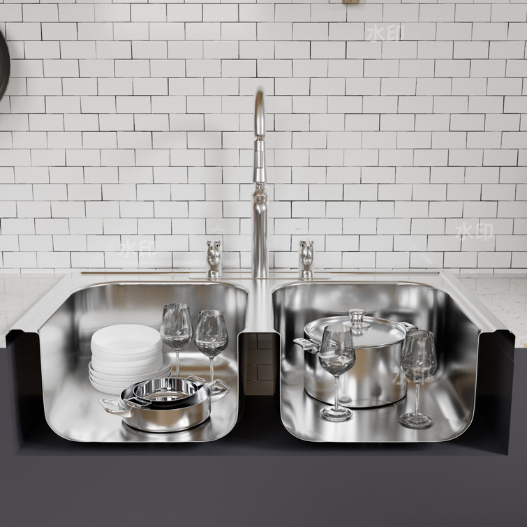Stainless Steel 33" Double Bowl Drop-In Kitchen Sink