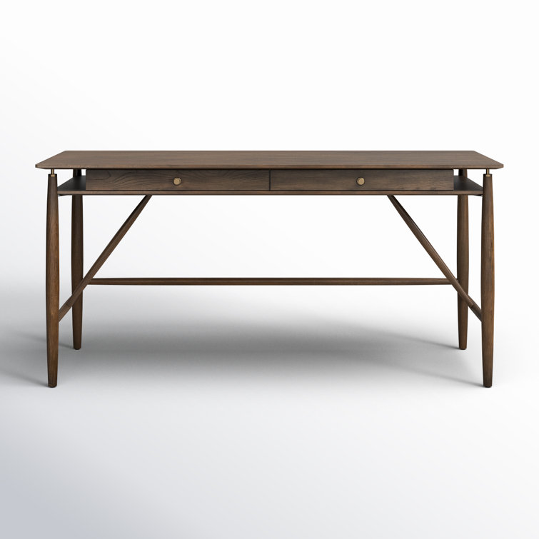 Aged Oak Veneer Writing Desk with Solid Oak Frame