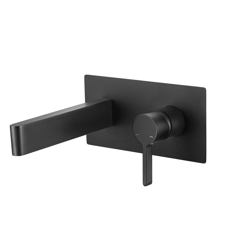 Matte Black Solid Brass Wall Mount Single Handle Bathroom Faucet