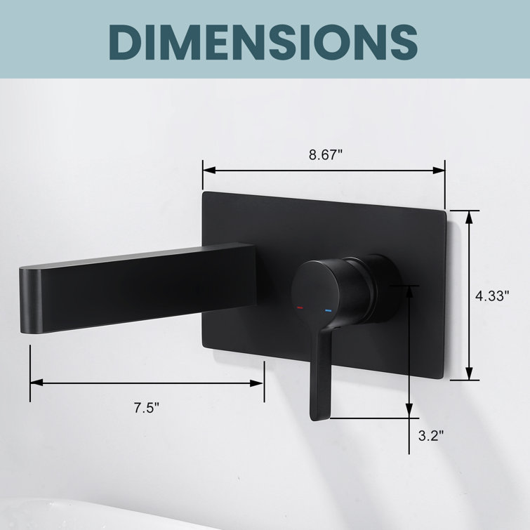 Matte Black Solid Brass Wall Mount Single Handle Bathroom Faucet