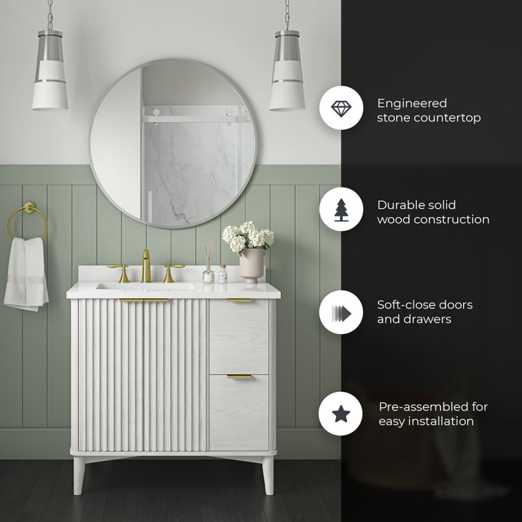 Ronson 36" Rustic Ash Single Sink Scandinavian Bathroom Vanity