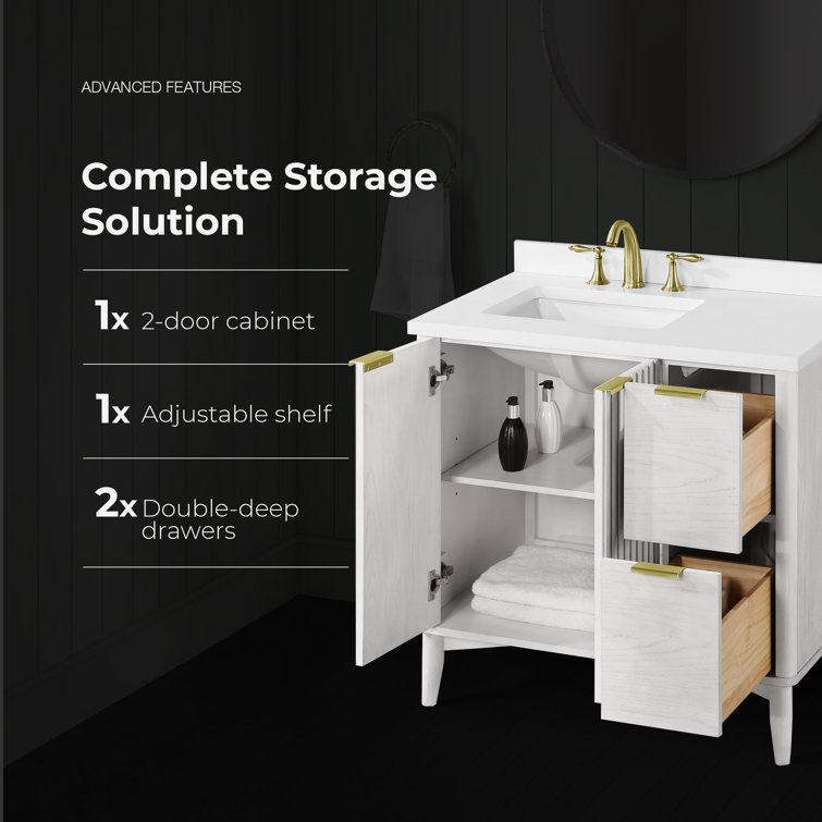 Ronson 36" Rustic Ash Single Sink Scandinavian Bathroom Vanity