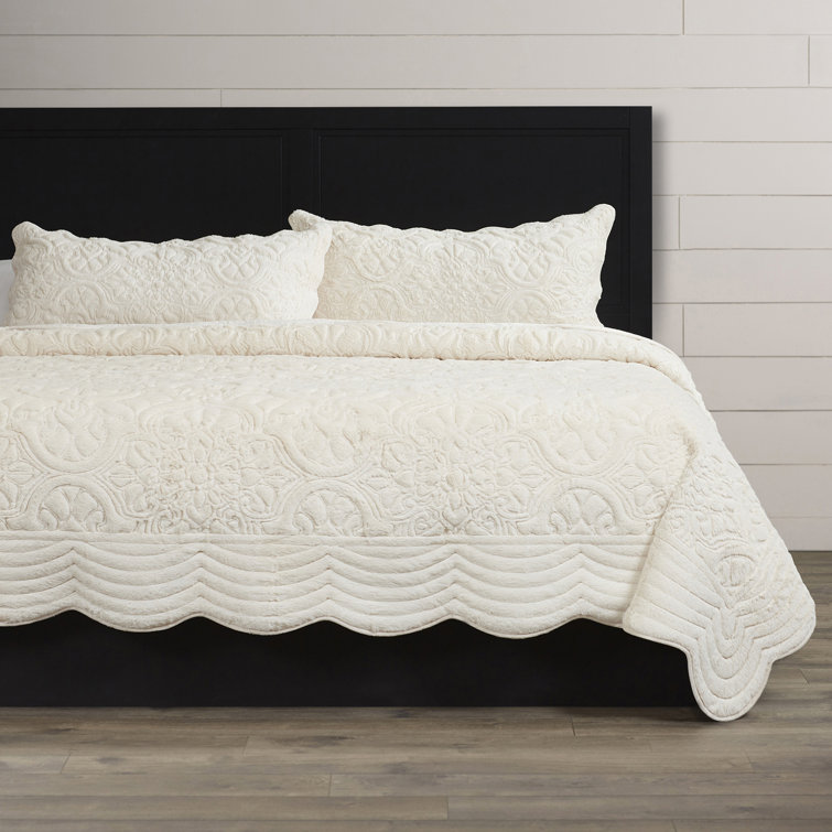 Ivory Faux Fur Queen Reversible Coverlet Set