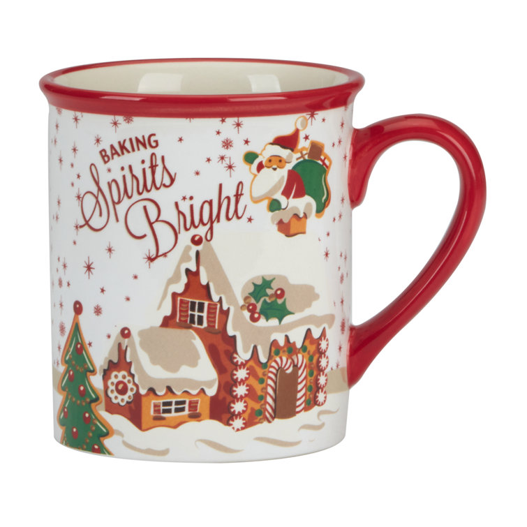 Santa's Retro Christmas Ceramic Red 18oz Mug Set