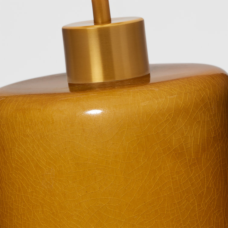 Olive Ceramic Table Lamp with White Linen Shade