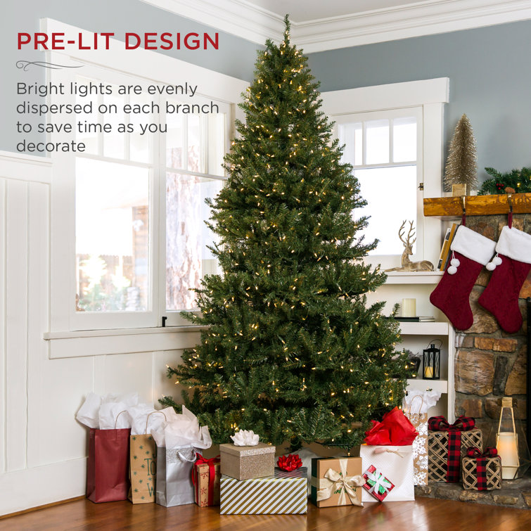 9' Pre-Lit Frosted Full Fir Artificial Christmas Tree with Steel Stand