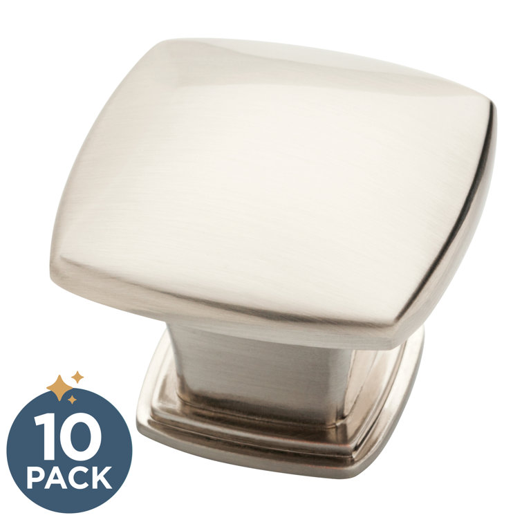 Brushed Nickel Square Cabinet Knob with Mounting Hardware
