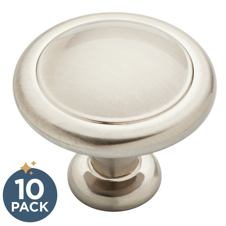 Brushed Nickel Round Cabinet Knob Multipack with Mounting Hardware