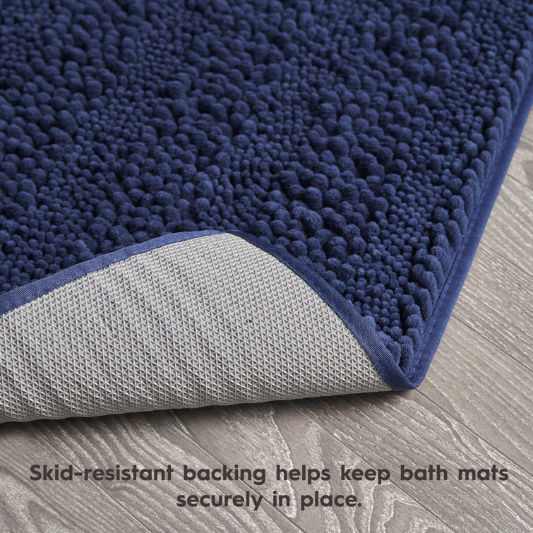 Indigo Chenille Non-Slip Bath Mat Set