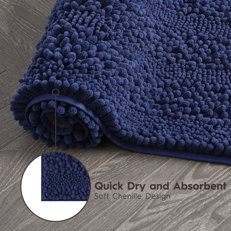 Indigo Chenille Non-Slip Bath Mat Set