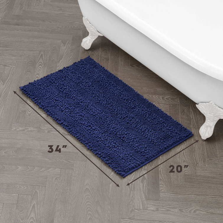 Indigo Chenille Non-Slip Bath Mat Set