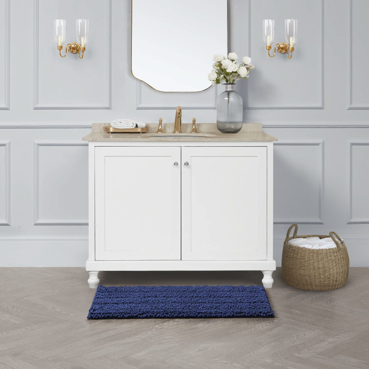 Indigo Chenille Non-Slip Bath Mat Set