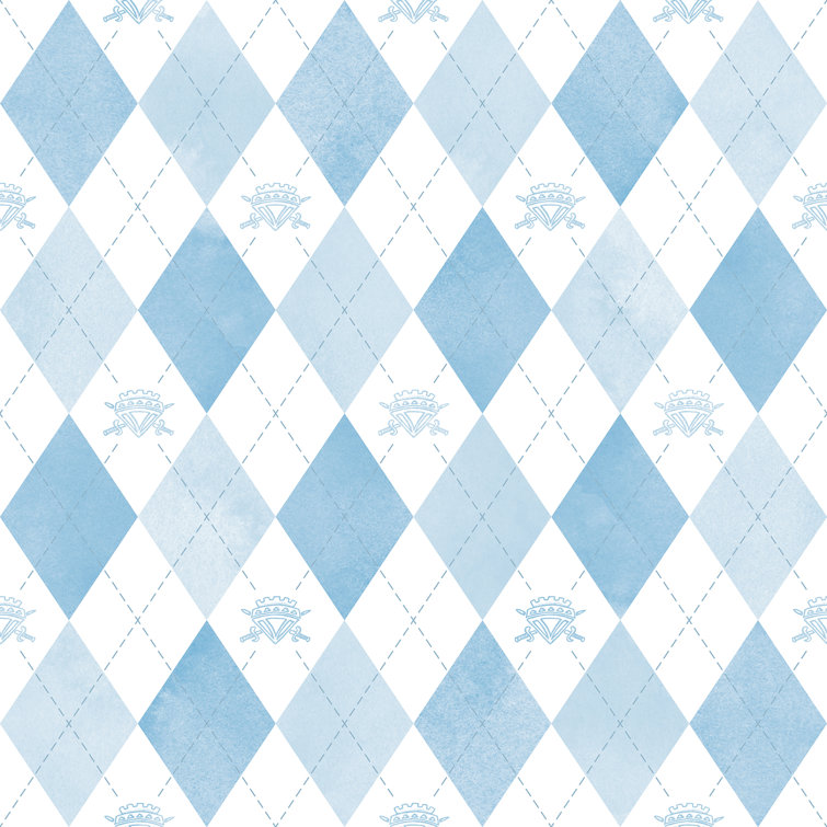 Blue and White Argyle Kids' Peel and Stick Wallpaper