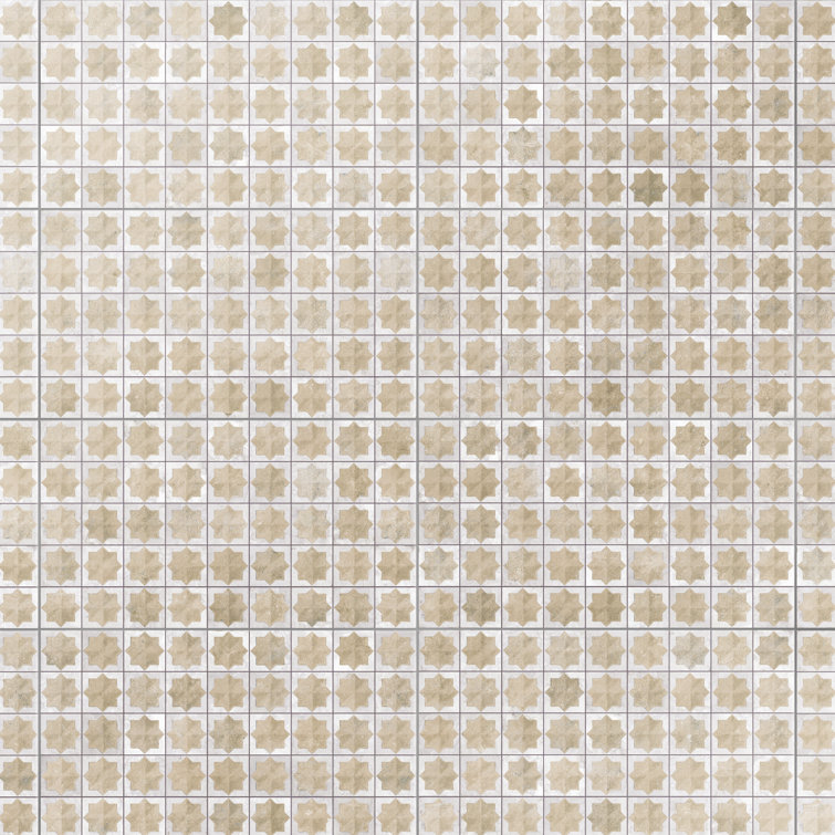 Beige and White Moroccan Porcelain Wall Tile, 12" x 22"